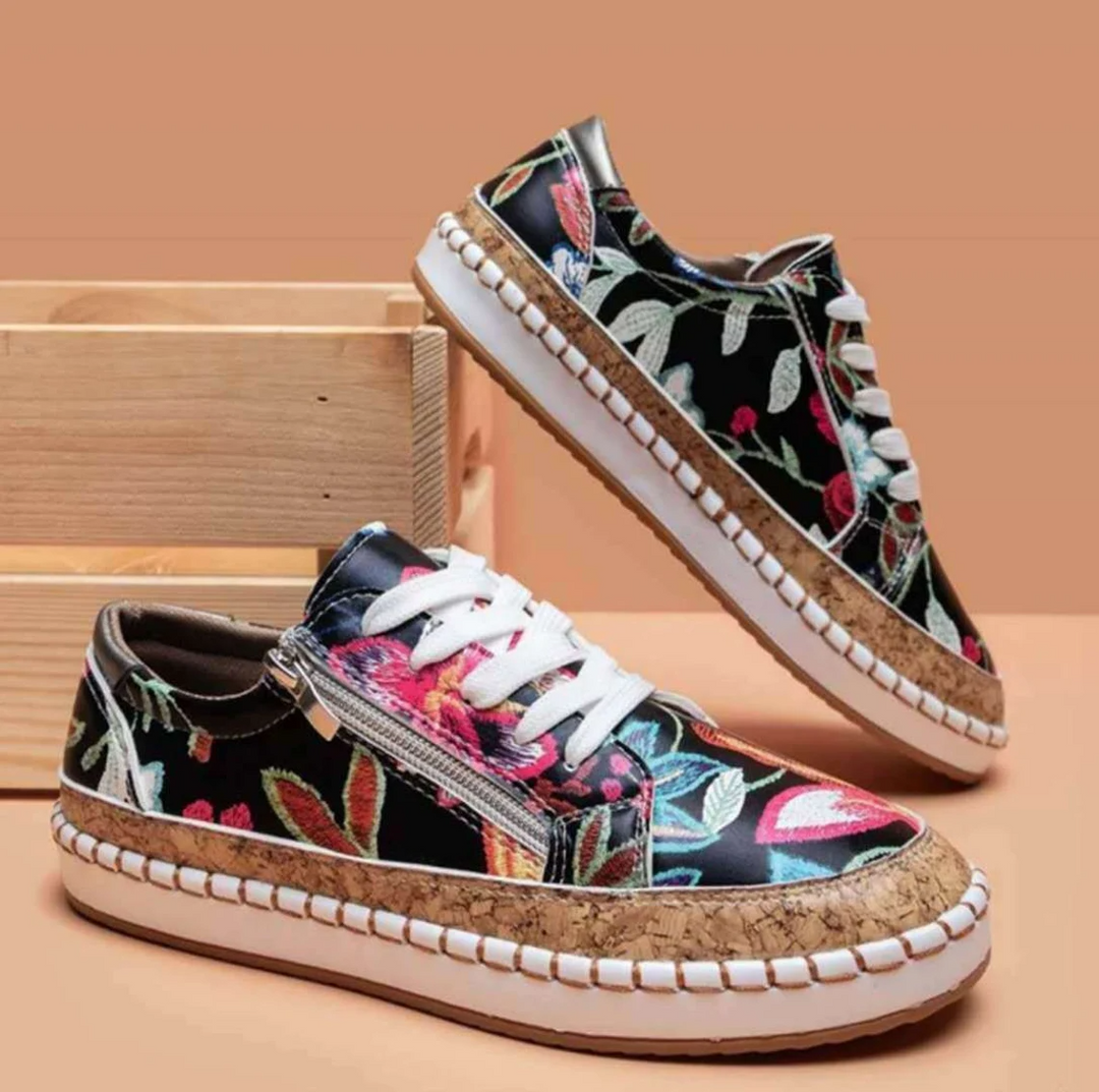 W&W Mode | Blumendruck Schuhe Mit Ergonomischem Fußbett
