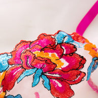 WW | Satin Durchsichtige Blumen 3 Teile Lingerie Set