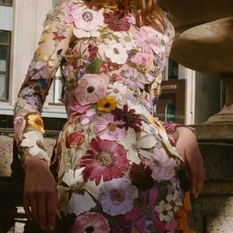 WW | Minikleid Mit Floralen Applikationen Und Durchscheinender Optik