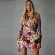 WW | Minikleid Mit Floralen Applikationen Und Durchscheinender Optik