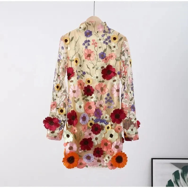 WW | Minikleid Mit Floralen Applikationen Und Durchscheinender Optik
