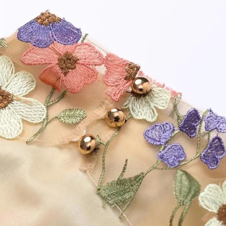 WW | Minikleid Mit Floralen Applikationen Und Durchscheinender Optik
