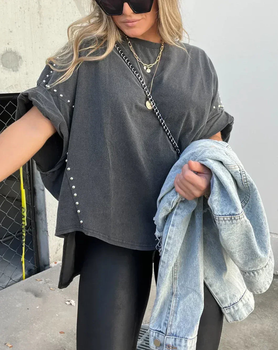 Oversized Shirt mit Nieten