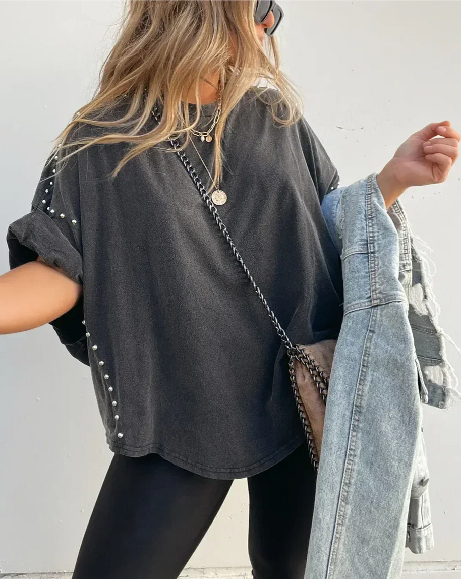 Oversized Shirt mit Nieten