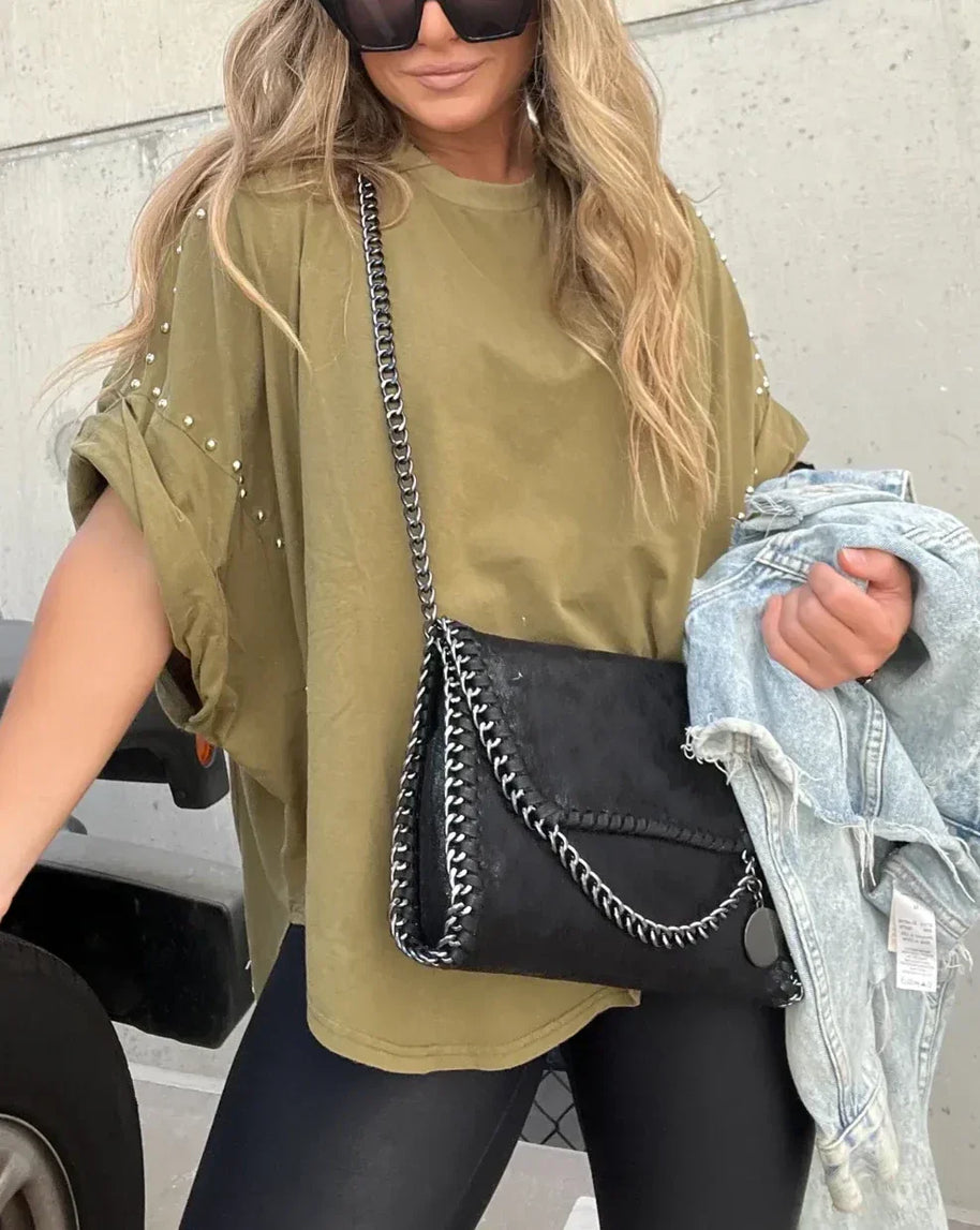 Oversized Shirt mit Nieten
