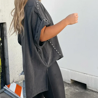 Oversized Shirt mit Nieten