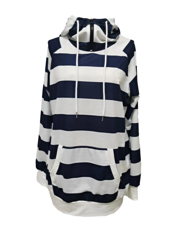 WW | Gestreifter Hoodie mit Reißverschluss und Kordelzug