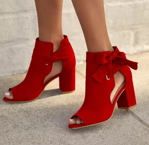 W&W Mode | Elegante Sandalen Mit Mittelhohem Absatz Und Schleife Für Frauen