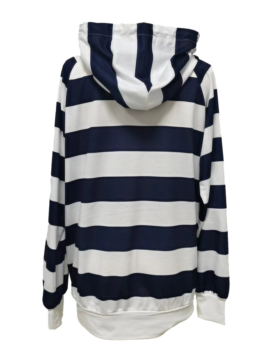 WW | Gestreifter Hoodie mit Reißverschluss und Kordelzug