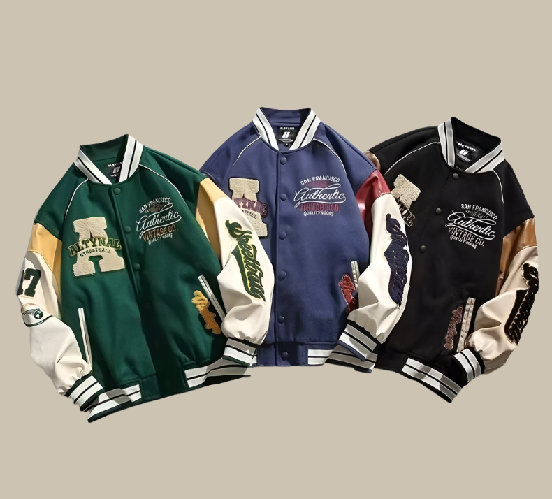 WW | Trendy Übergroße Weinlese Baseballjacke Für Herren
