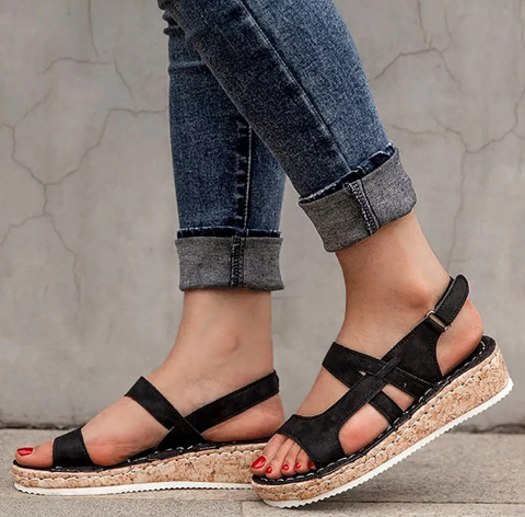 W&W Mode | Bequeme Sandalen Mit Ergonomischem Fußbett Und Klettverschluss Für Damen