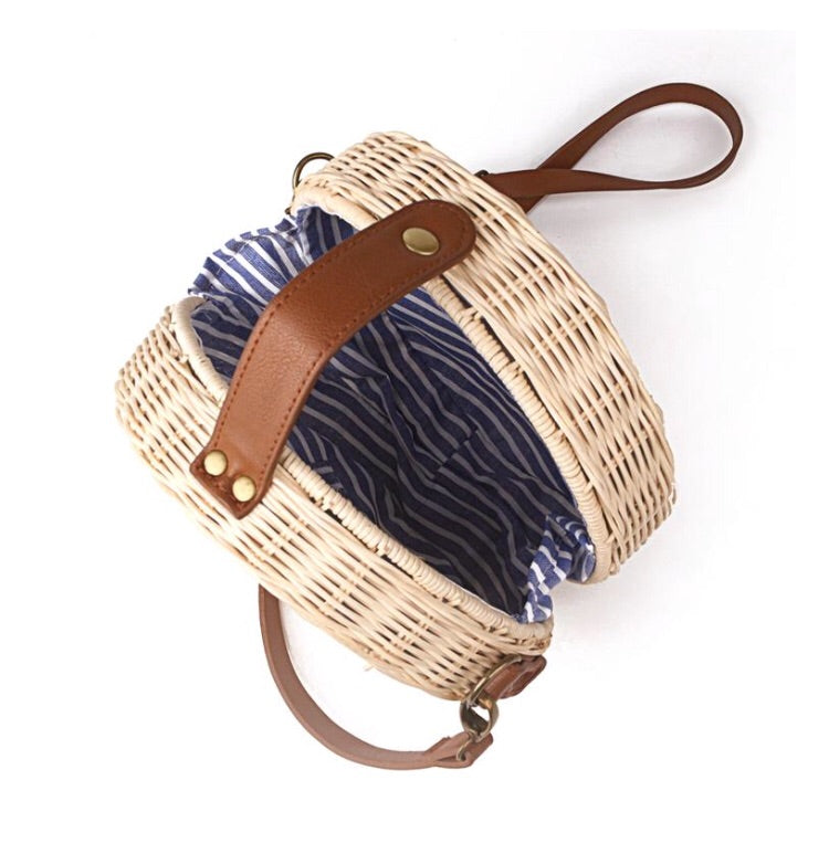 WW | Handgewebte Rattan Bambus Seitentasche