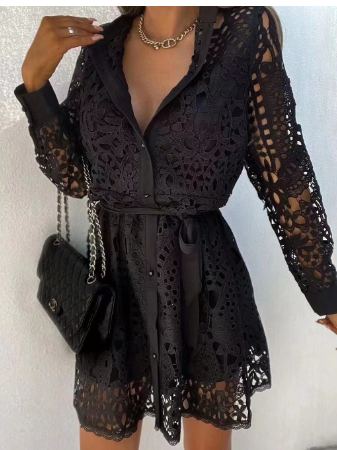WW | Breite V-Ausschnitt Kleid Mit Langen Ärmeln