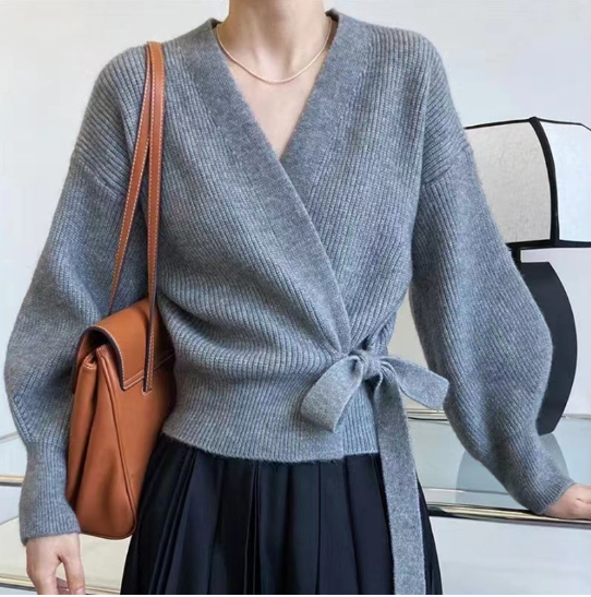 W&W Mode | Schicker Wickelpullover mit Bindegürtel