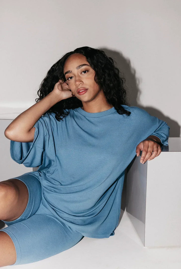 W&W Mode | Damen Lounge Satz Mit Oversize T-shirt Und Biker Shorts