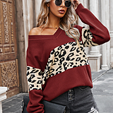 W&W Mode V-Ausschnitt Leopard Pullover