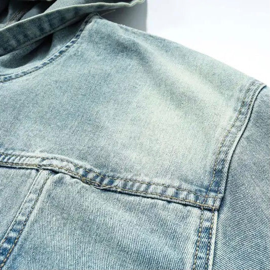 WW | Washed-Denim-Jacke mit Kapuze