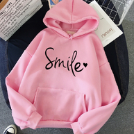 WW | gemütlicher Smile Print Hoodie mit Kordelzug für Frauen