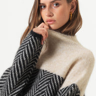 WW | Damen Rollkragenpullover mit Zweifarbdesign