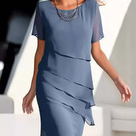 WW | Marineblaues Ärmelloses Einfaches Minikleid
