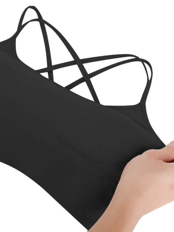 WW | 3er Pack Damen Sport Bh Gepolstert Crisscross Yoga Bh Nahtlos Mittel Impact Fitness Activewear
