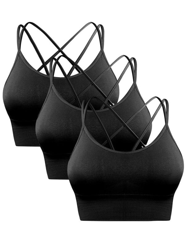 WW | 3er Pack Damen Sport Bh Gepolstert Crisscross Yoga Bh Nahtlos Mittel Impact Fitness Activewear