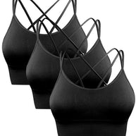 WW | 3er Pack Damen Sport Bh Gepolstert Crisscross Yoga Bh Nahtlos Mittel Impact Fitness Activewear