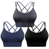 WW | 3er Pack Damen Sport Bh Gepolstert Crisscross Yoga Bh Nahtlos Mittel Impact Fitness Activewear