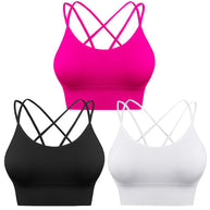 WW | 3er Pack Damen Sport Bh Gepolstert Crisscross Yoga Bh Nahtlos Mittel Impact Fitness Activewear