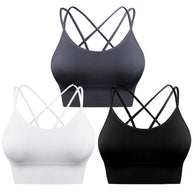 WW | 3er Pack Damen Sport Bh Gepolstert Crisscross Yoga Bh Nahtlos Mittel Impact Fitness Activewear