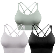 WW | 3er Pack Damen Sport Bh Gepolstert Crisscross Yoga Bh Nahtlos Mittel Impact Fitness Activewear