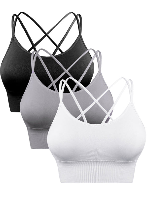 WW | 3er Pack Damen Sport Bh Gepolstert Crisscross Yoga Bh Nahtlos Mittel Impact Fitness Activewear