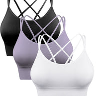 WW | 3er Pack Damen Sport Bh Gepolstert Crisscross Yoga Bh Nahtlos Mittel Impact Fitness Activewear