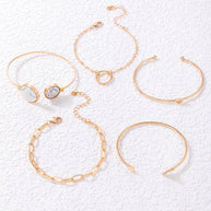 WW | Eingelassene Offene Fünfteiliges Armband Geometrisches Liebes Dreiecks Armband Satz