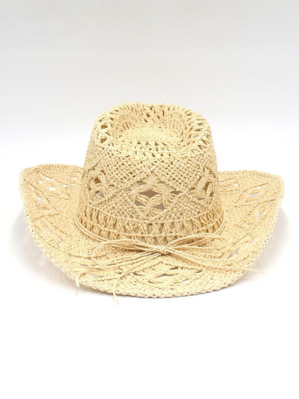 WW | Neuer Hohler Cowboyhut, Handgestrickter Strohhut, Jazzhut Mit Erhöhtem Rand