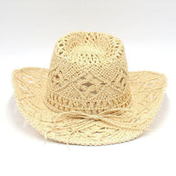 WW | Neuer Hohler Cowboyhut, Handgestrickter Strohhut, Jazzhut Mit Erhöhtem Rand