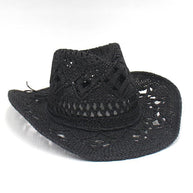 WW | Neuer Hohler Cowboyhut, Handgestrickter Strohhut, Jazzhut Mit Erhöhtem Rand