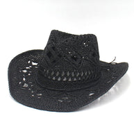 WW | Neuer Hohler Cowboyhut, Handgestrickter Strohhut, Jazzhut Mit Erhöhtem Rand