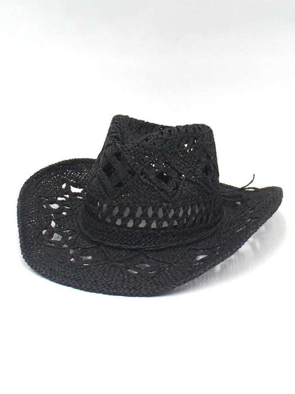 WW | Neuer Hohler Cowboyhut, Handgestrickter Strohhut, Jazzhut Mit Erhöhtem Rand
