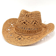 WW | Neuer Hohler Cowboyhut, Handgestrickter Strohhut, Jazzhut Mit Erhöhtem Rand
