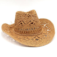 WW | Neuer Hohler Cowboyhut, Handgestrickter Strohhut, Jazzhut Mit Erhöhtem Rand