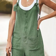 WW | Damen Daisy Baumwolle Leinen Latzshorts