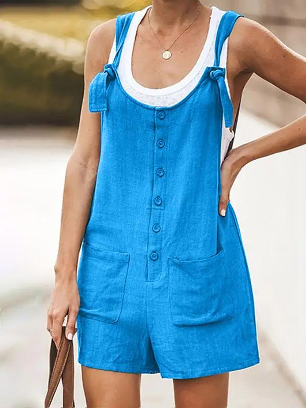 WW | Damen Daisy Baumwolle Leinen Latzshorts