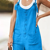 WW | Damen Daisy Baumwolle Leinen Latzshorts