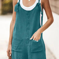 WW | Damen Daisy Baumwolle Leinen Latzshorts