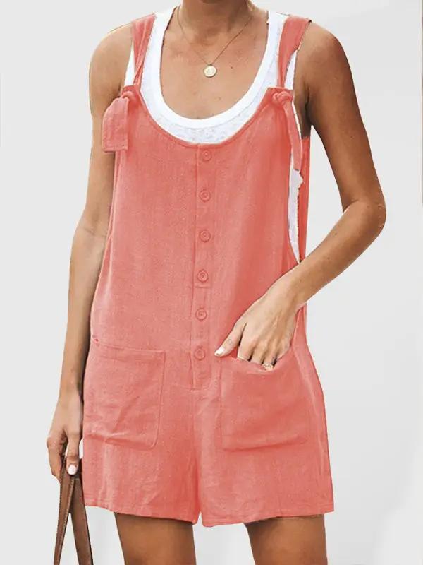 WW | Damen Daisy Baumwolle Leinen Latzshorts