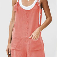 WW | Damen Daisy Baumwolle Leinen Latzshorts