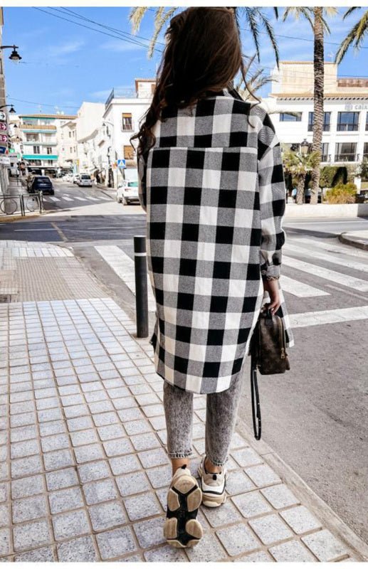 WW | Plaid Shacket - Leichte Wärme - Knopfverschluss-Stil - Lässige Schicht