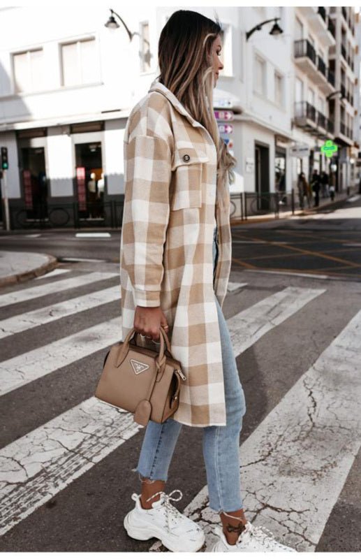 WW | Plaid Shacket - Leichte Wärme - Knopfverschluss-Stil - Lässige Schicht