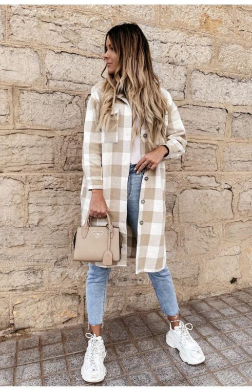WW | Plaid Shacket - Leichte Wärme - Knopfverschluss-Stil - Lässige Schicht